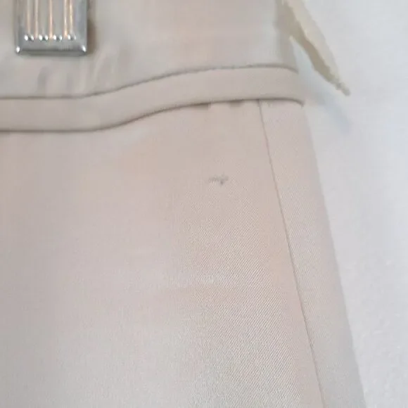 Worth Shiny Silky Solid Cream Hook Eye Straight Classic Pants Trousers - Picture 6 of 7